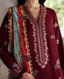 REPUBLIC WOMENSWEAR-3PC DHANAK EMBROIDERED SHIRT WITH COUTRAI PRINTED SHAWL AND TROUSER-BIC-5252