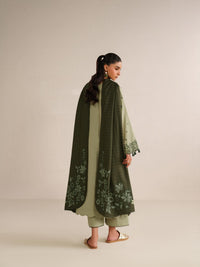 IZNIK-3PC DHANAK EMBROIDERED SHIRT DHANAK EMBROIDERED SHAWL AND TROUSER-BIC-5184