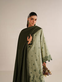 IZNIK-3PC DHANAK EMBROIDERED SHIRT DHANAK EMBROIDERED SHAWL AND TROUSER-BIC-5184