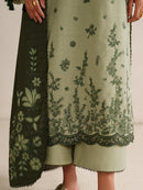 IZNIK-3PC DHANAK EMBROIDERED SHIRT DHANAK EMBROIDERED SHAWL AND TROUSER-BIC-5184