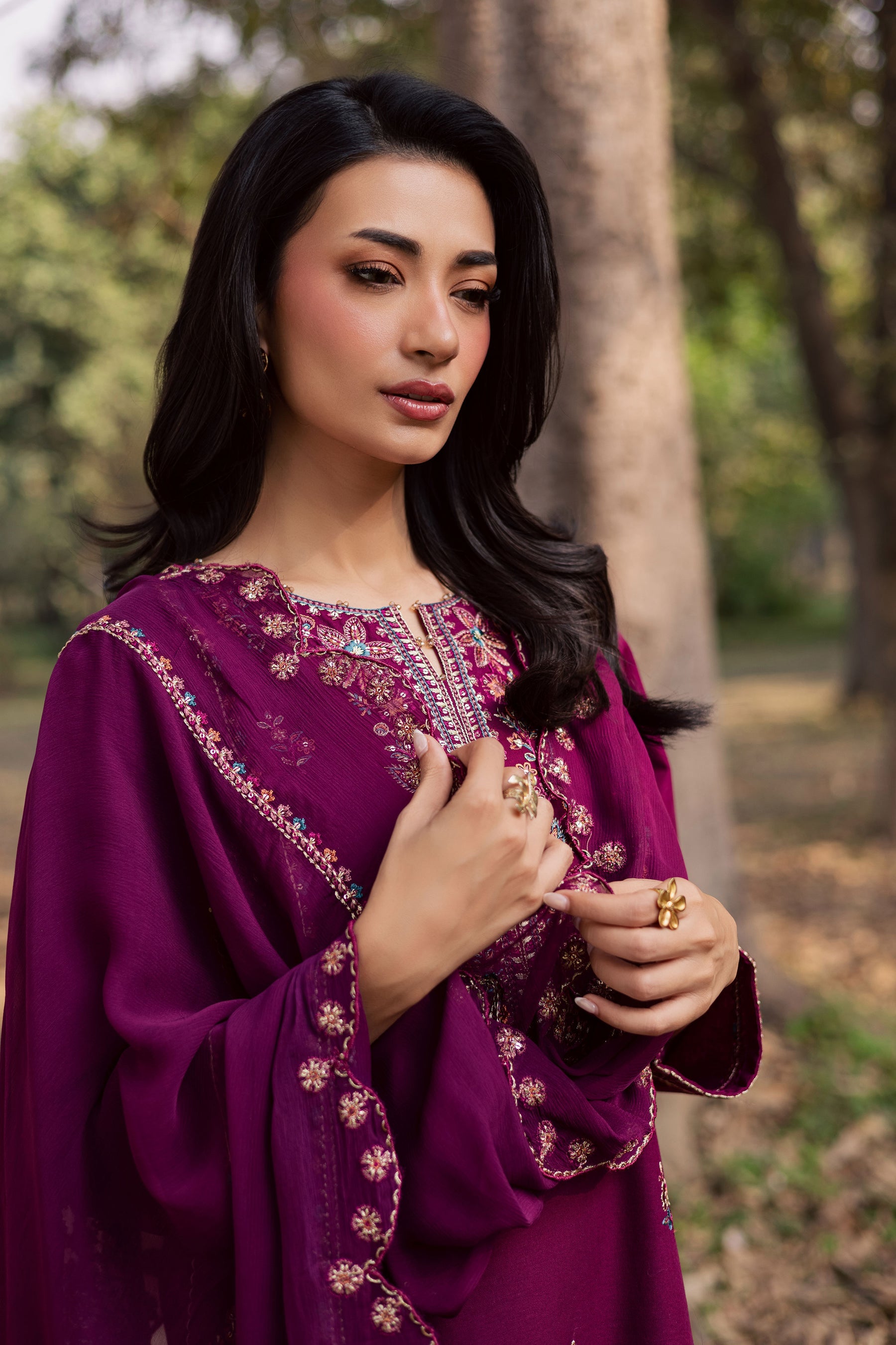 BATIK-3PIECE LAWN SEQUIN EMBROIDERED SHIRT WITH CHIFFON EMBROIDERED DUPATTA AND TROUSER-BIC-4857