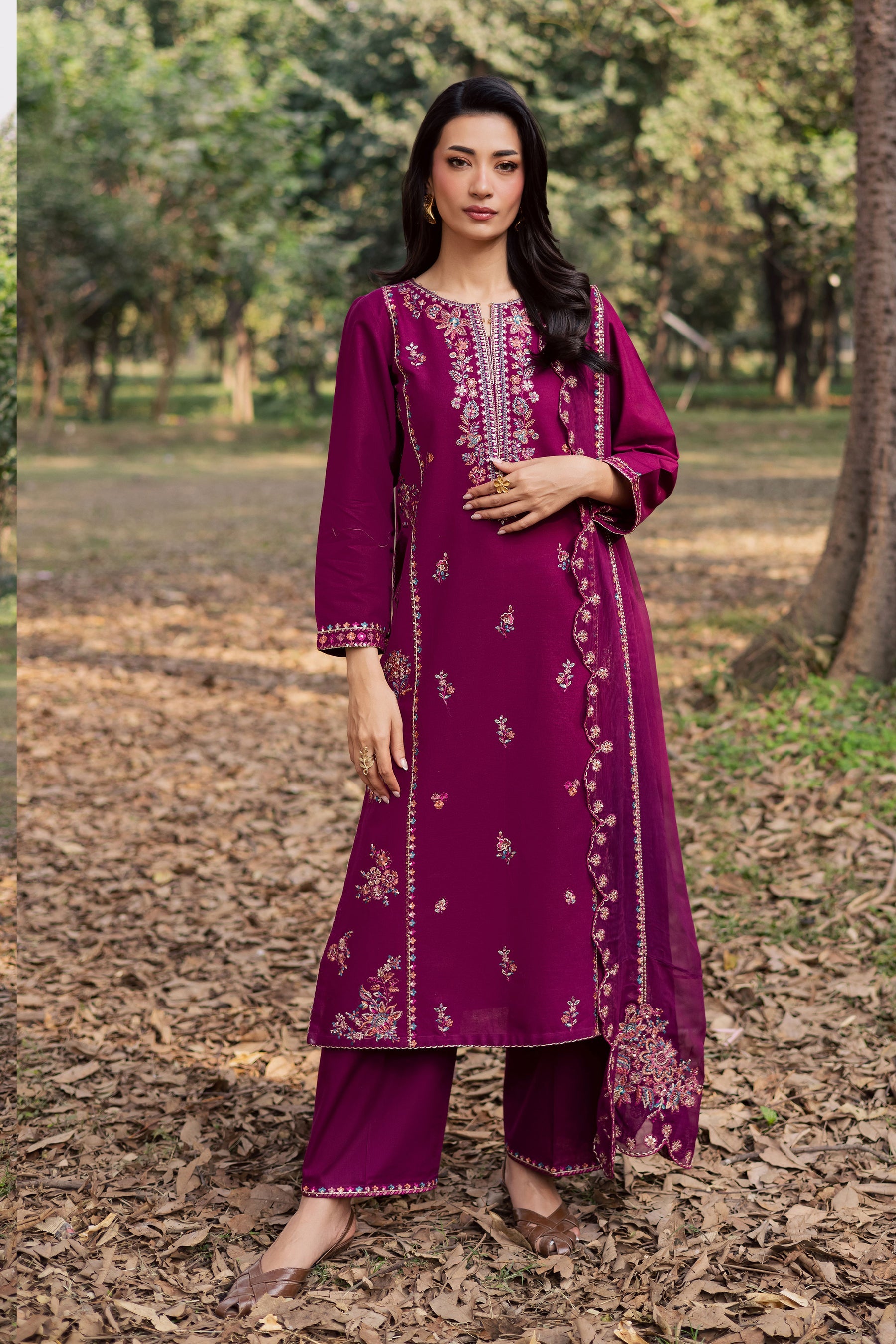 BATIK-3PIECE LAWN SEQUIN EMBROIDERED SHIRT WITH CHIFFON EMBROIDERED DUPATTA AND TROUSER-BIC-4857