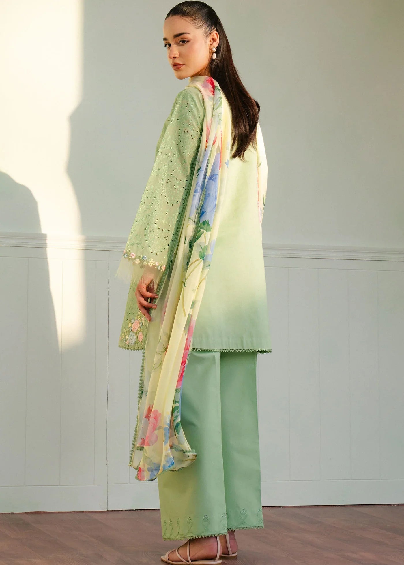 ZARA SHAH JAHAN - 3PC LAWN EMBROIDERED SHIRT WITH MONARK PRINTED DUPATTA AND TROUSER-BIC-3753