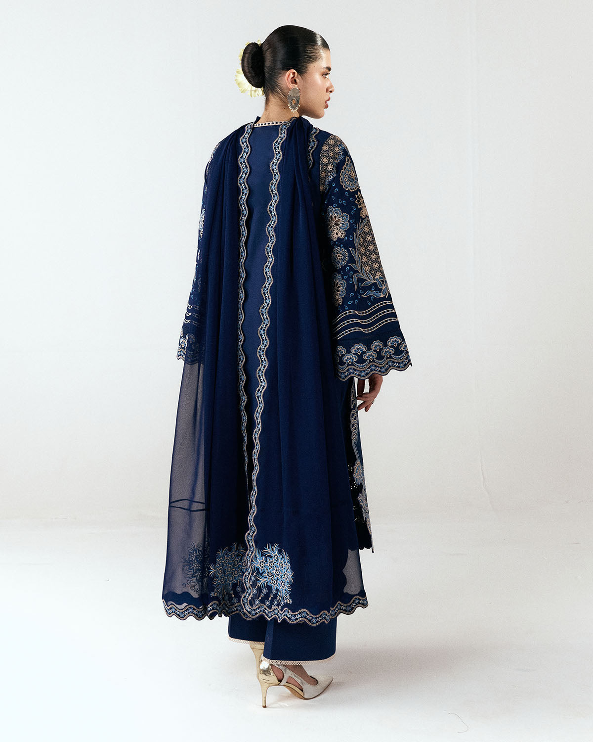 HUSSAIN REHAR-3PC DHANAK EMBROIDERED SHIRT WITH DHANAK EMBROIDERED DUPATTA AND TROUSER-BIC-5245