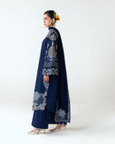 HUSSAIN REHAR-3PC DHANAK EMBROIDERED SHIRT WITH DHANAK EMBROIDERED DUPATTA AND TROUSER-BIC-5245