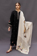 URGE-3PC DHANAK EMBROIDERED SHIRT WITH COUTRAI PRINTED SHAWL AND EMB TROUSER-BIC-4073