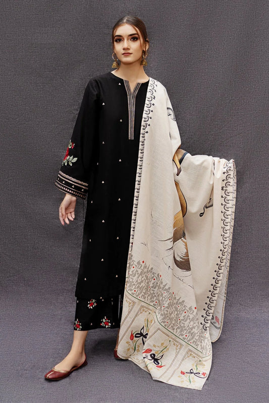 URGE - 3PC LAWN EMBROIDERED SHIRT WITH COTTON PRINT DUPATTA AND TROUSER-BIC-2691