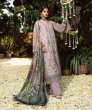 SAPPHIRE-3PC DHANAK EMBROIDERED SHIRT WITH COURTRAI WOOL PRINTED SHAWL AND EMB TROUSER-BIC-4100