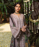 SAPPHIRE-3PC DHANAK EMBROIDERED SHIRT WITH COURTRAI WOOL PRINTED SHAWL AND EMB TROUSER-BIC-4100