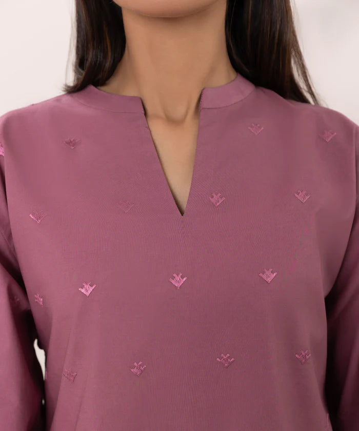 SAPPHIRE-3PC DHANAK EMBROIDERED SHIRT COUTRAI PRINTED SHAWL & EMB TROUSER-BIC-4055