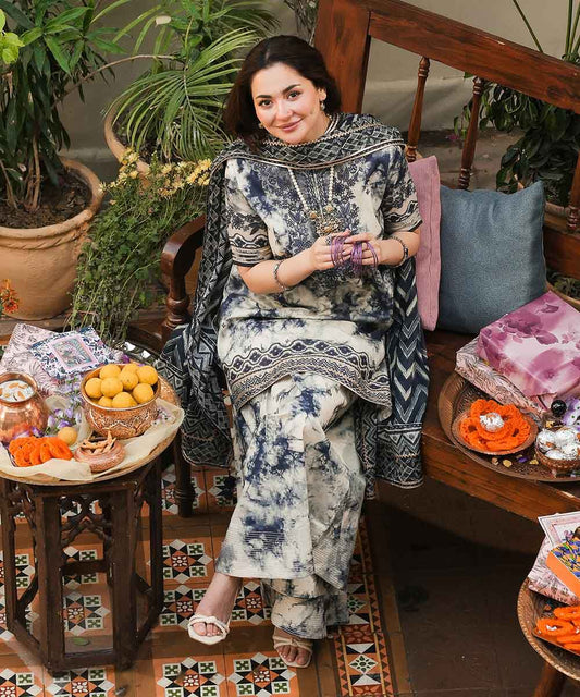 SAPPHIRE.B-3PC LAWN EMBROIDERED PRINTED SHIRT WITH CHIFFON PRINT DUPATTA AND PRINT TROUSER-BIC-