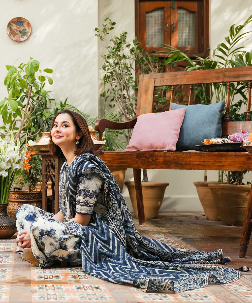 SAPPHIRE.B-3PC LAWN EMBROIDERED PRINTED SHIRT WITH CHIFFON PRINT DUPATTA AND PRINT TROUSER-BIC-
