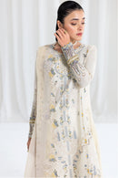 QALAMQAR - 3PC LAWN EMBROIDERED SHIRT WITH NET EMBROIDERED DUPATTA AND TROUSER -BIC-3801