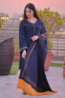 AISLING-3PC DHANAK EMBROIDERED SHIRT WITH COUTRAI PRINTED SHAWL AND TROUSER-BIC-3182