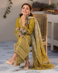JADE-3PC LAWN SEQUIN EMBROIDERED SHIRT WITH CHIFFON PRINTED EMB DUPATTA & TROUSER-BIC-4528