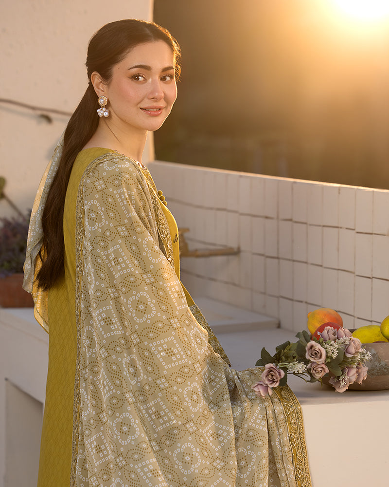 JADE-3PC LAWN SEQUIN EMBROIDERED SHIRT WITH CHIFFON PRINTED EMB DUPATTA & TROUSER-BIC-4528