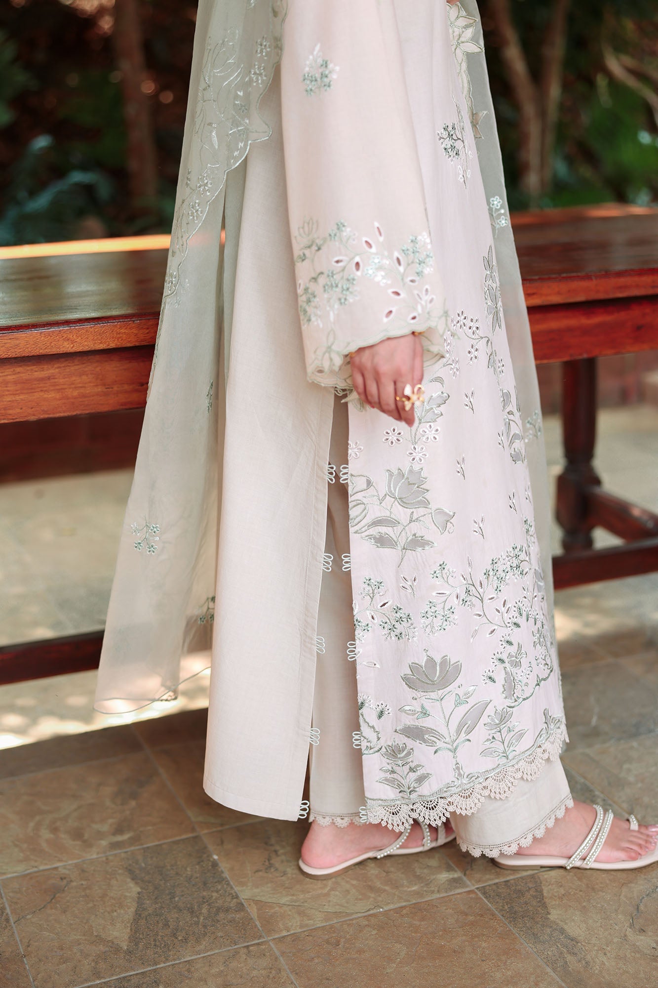 CROSS STITCH-3PC LAWN LASERWORK EMBROIDERED SHIRT WITH ORGANZA EMB DUPATTA AND TROUSER-BIC-4904