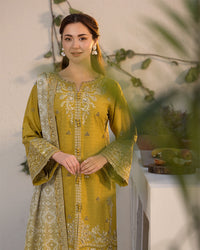 JADE-3PC LAWN SEQUIN EMBROIDERED SHIRT WITH CHIFFON PRINTED EMB DUPATTA & TROUSER-BIC-4528