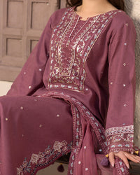 JADE-3PC DHANAK SEQUENCE EMBROIDERED SHIRT WITH CHIFFON EMBROIDERED DUPATTA AND TROUSER-BIC-4087