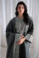 CROSS STITCH-3PC DHANAK EMBROIDERED SHIRT WITH DHANAK EMBROIDERED SHAWL AND TROUSER-BIC-5286