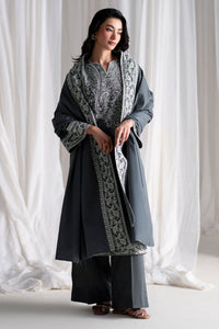CROSS STITCH-3PC DHANAK EMBROIDERED SHIRT WITH DHANAK EMBROIDERED SHAWL AND TROUSER-BIC-5286