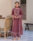 JADE-3PC DHANAK SEQUENCE EMBROIDERED SHIRT WITH CHIFFON EMBROIDERED DUPATTA AND TROUSER-BIC-4087