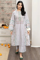 URGE-3PC DHANAK EMBROIDERED SHIRT WITH COUTRAI WOOL PRINTED SHAWL & EMB TROUSER-BIC-4007