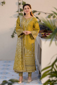 JADE-3PC LAWN SEQUIN EMBROIDERED SHIRT WITH CHIFFON PRINTED EMB DUPATTA & TROUSER-BIC-4528
