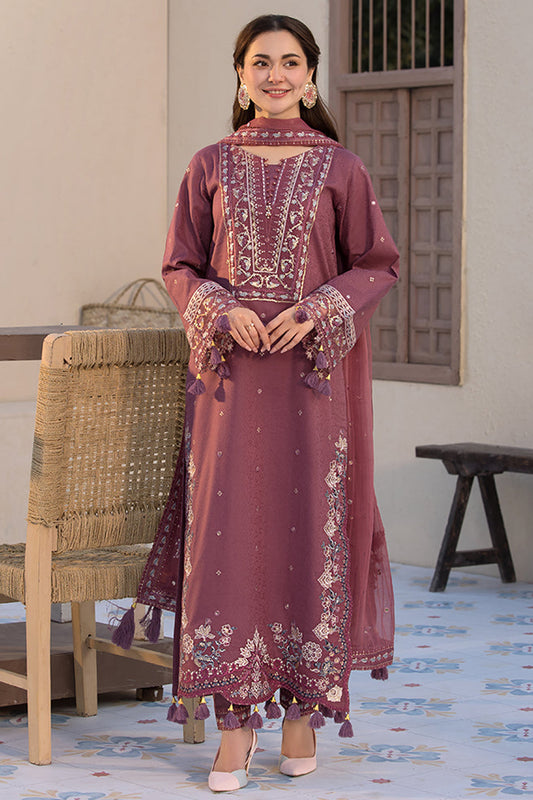 JADE-3PC LAWN SEQUENCE EMBROIDERED SHIRT WITH CHIFFON EMBROIDERED DUPATTA AND TROUSER-BIC-3744