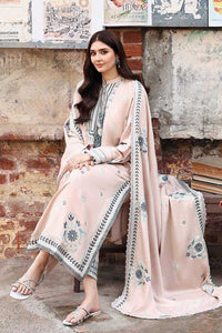 CROSS STITCH-3PC KARANDI EMBROIDERED SHIRT WITH KARANDI EMBROIDERED SHAWL AND EMB TROUSER-BIC-4368