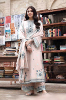 CROSS STITCH-3PC KARANDI EMBROIDERED SHIRT WITH KARANDI EMBROIDERED SHAWL AND EMB TROUSER-BIC-4368