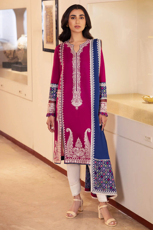 ZAHA - 3PC LAWN EMBROIDERED SHIRT WITH DIAMOND PRINTED DUPATTA AND TROUSER-BIC-2778