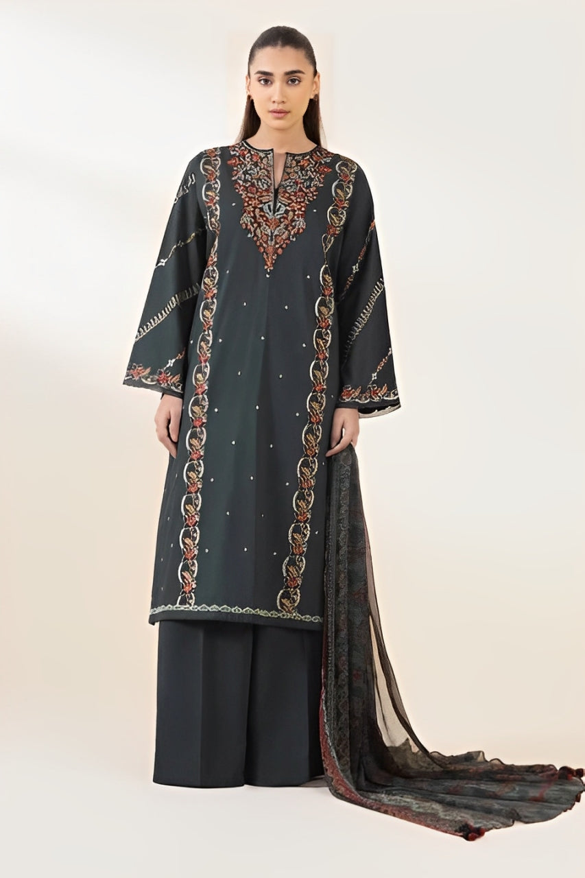 SAPPHIRE-3PC LAWN EMBROIDERED SHIRT WITH MONARK PRINT DUAPATTA AND TROUSER-BIC-3651