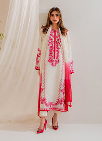VINTAGE-3PC LAWN EMBROIDERED SHIRT WITH CHIFFON TYE&DYE DUPATTA AND TROUSER-BIC-4655