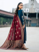 IZEL-3PC DHANAK EMBROIDERED SHIRT WITH COURTRAI PRINTED SHAWL & TROUSER-BIC-4226