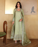 MUSHQ-3PC-RAW SILK HAND EMB EMBELLISHED SHIRT WITH SOFT SILK EMB DUPATTA AND RAW SILK TROUSER-BIC-5152