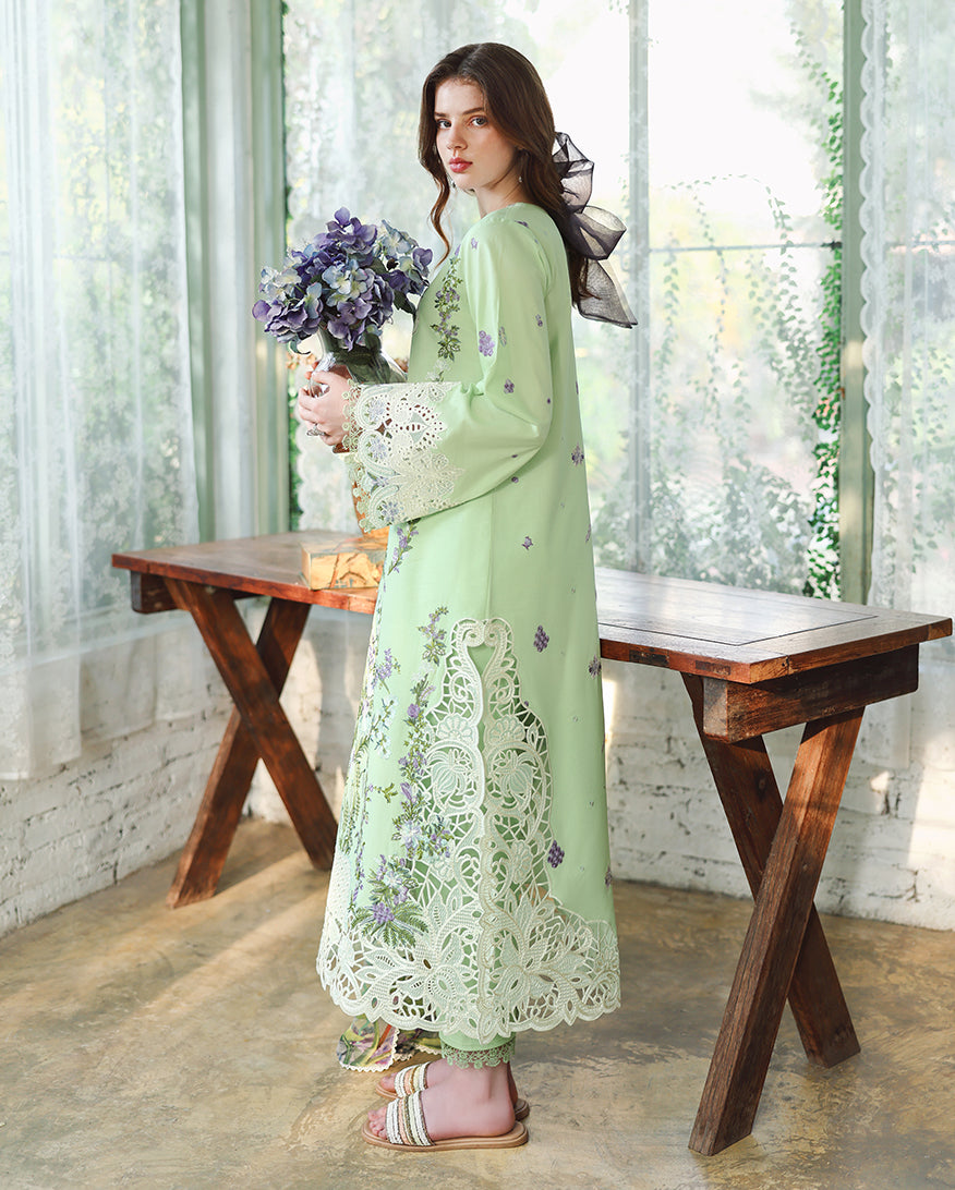 MUSHQ-3PC LAWN EMBROIDERED SHIRT WITH SILK PRINTED DUPATTA AND TROUSER-BIC-4908