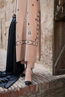 VINTAGE-3PC DHANAK EMBROIDERED SHIRT WITH DHANAK EMBROIDERED SHAWL AND TROUSER-BIC-4421