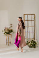 VINTAGE-3PC DHANAK EMBROIDERED SHIRT WITH TYE & DYE CHIFFON DUPATTA AND TROUSER-BIC-4265