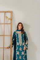 VINTAGE-3PC DHANAK EMBROIDERED SHIRT WITH BAMBER CHIFFON DUPATTA AND TROUSER-BIC-4245