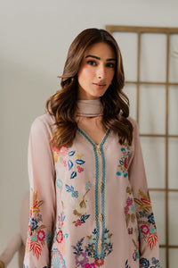 VINTAGE-3PC DHANAK EMBROIDERED SHIRT WITH TYE & DYE CHIFFON DUPATTA AND TROUSER-BIC-4314