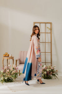 VINTAGE-3PC DHANAK EMBROIDERED SHIRT WITH TYE & DYE CHIFFON DUPATTA AND TROUSER-BIC-4314