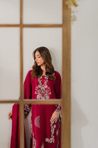 VINTAGE-3PC DHANAK EMBROIDERED SHIRT WITH DHANAK SHAWL AND TROUSER-BIC-4296