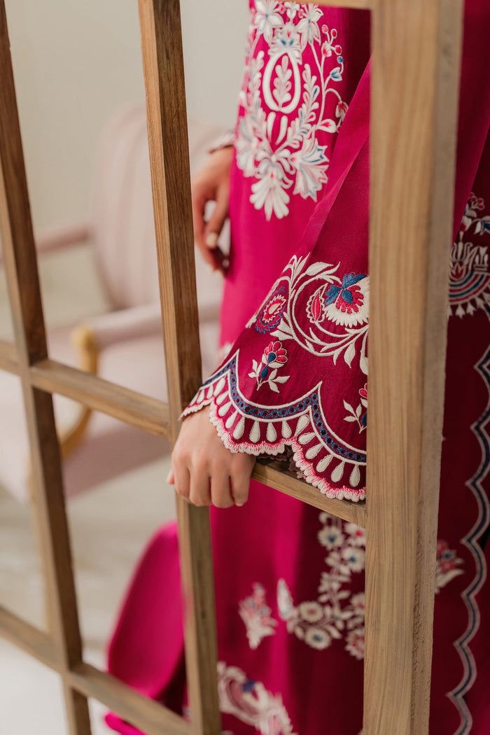 VINTAGE-3PC DHANAK EMBROIDERED SHIRT WITH DHANAK SHAWL AND TROUSER-BIC-4296