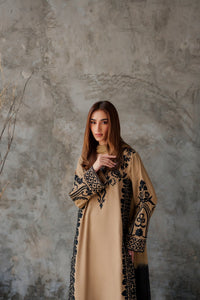 VINTAGE-3PC DHANAK EMBROIDERED SHIRT WITH CHIFFON TYE&DYE DUPATTA AND TROUSER-BIC-5287