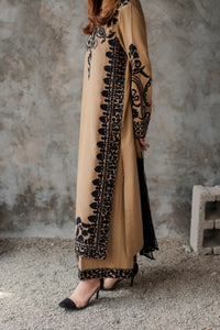 VINTAGE-3PC DHANAK EMBROIDERED SHIRT WITH CHIFFON TYE&DYE DUPATTA AND TROUSER-BIC-5287
