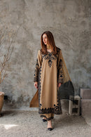 VINTAGE-3PC DHANAK EMBROIDERED SHIRT WITH CHIFFON TYE&DYE DUPATTA AND TROUSER-BIC-5287