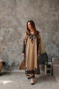 VINTAGE-3PC DHANAK EMBROIDERED SHIRT WITH CHIFFON TYE&DYE DUPATTA AND TROUSER-BIC-5287