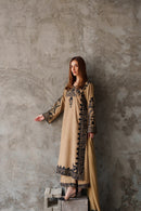 VINTAGE-3PC DHANAK EMBROIDERED SHIRT WITH CHIFFON TYE&DYE DUPATTA AND TROUSER-BIC-5287