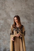 VINTAGE-3PC DHANAK EMBROIDERED SHIRT WITH CHIFFON TYE&DYE DUPATTA AND TROUSER-BIC-5287